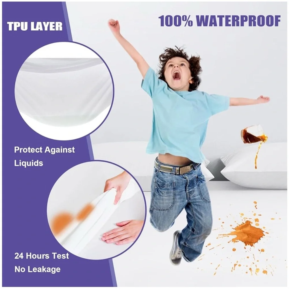 Elelen Waterproof Noiseless Hypoallergenic Mattress Protector Pack 2 Size Full